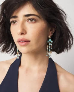 Turquoise + Gold Statement Earrings*White House Black Market Hot