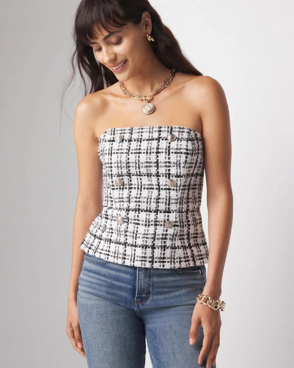 Tweed Bustier With Button Detailing*White House Black Market Best
