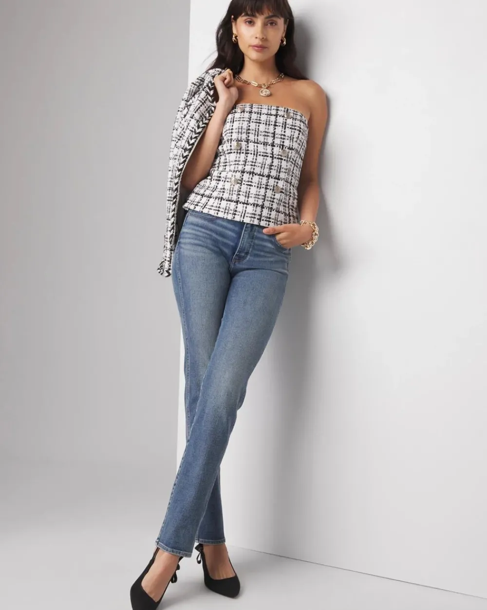 Tweed Bustier With Button Detailing*White House Black Market Best
