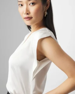 V-neck Ruched Shoulder Shell Top*White House Black Market Sale