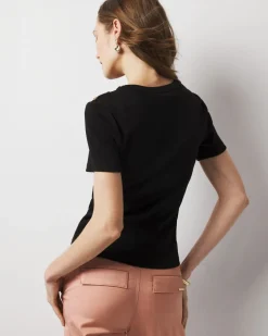 WHBM FORME™ Ribbed Stretch Button Shoulder Tee*White House Black Market Hot