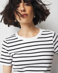 WHBM FORME™ Ribbed Stretch Button Shoulder Tee*White House Black Market Hot
