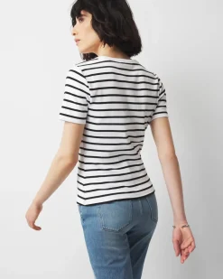 WHBM FORME™ Ribbed Stretch Button Shoulder Tee*White House Black Market Hot