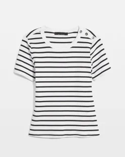 WHBM FORME™ Ribbed Stretch Button Shoulder Tee*White House Black Market Hot