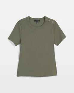 WHBM FORME™ Ribbed Stretch Button Shoulder Tee*White House Black Market Sale