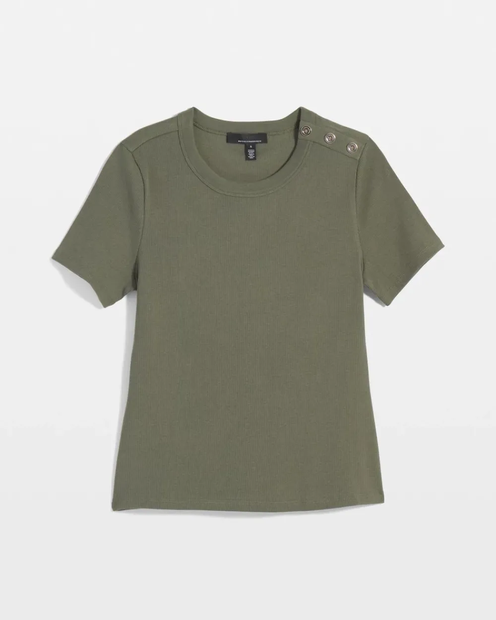 WHBM FORME™ Ribbed Stretch Button Shoulder Tee*White House Black Market Sale