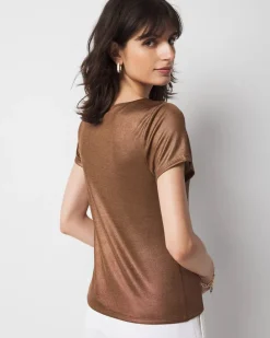 WHBM FORME™ All Ways Stretch Metallic Twist Front Tee*White House Black Market Outlet