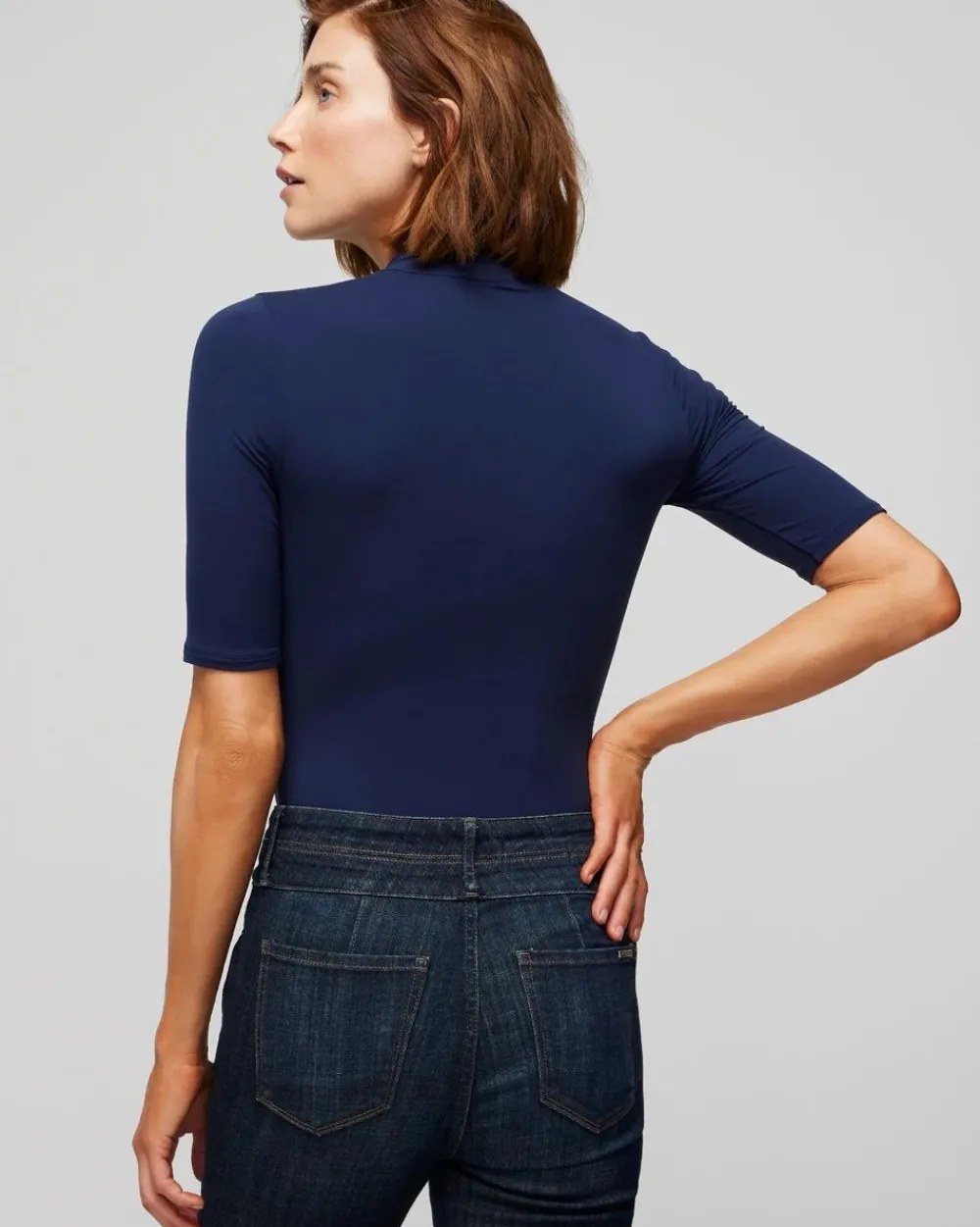 WHBM FORME™ All Ways Stretch Elbow-Sleeve Bodysuit*White House Black Market Clearance
