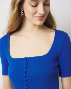WHBM FORME™ Ribbed Stretch Button Tee*White House Black Market Discount