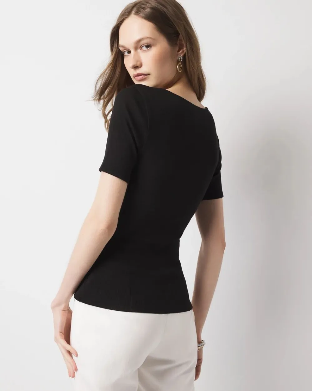 WHBM FORME™ Ribbed Stretch Button Tee*White House Black Market Best