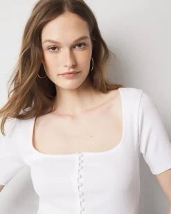 WHBM FORME™ Ribbed Stretch Button Tee*White House Black Market Online