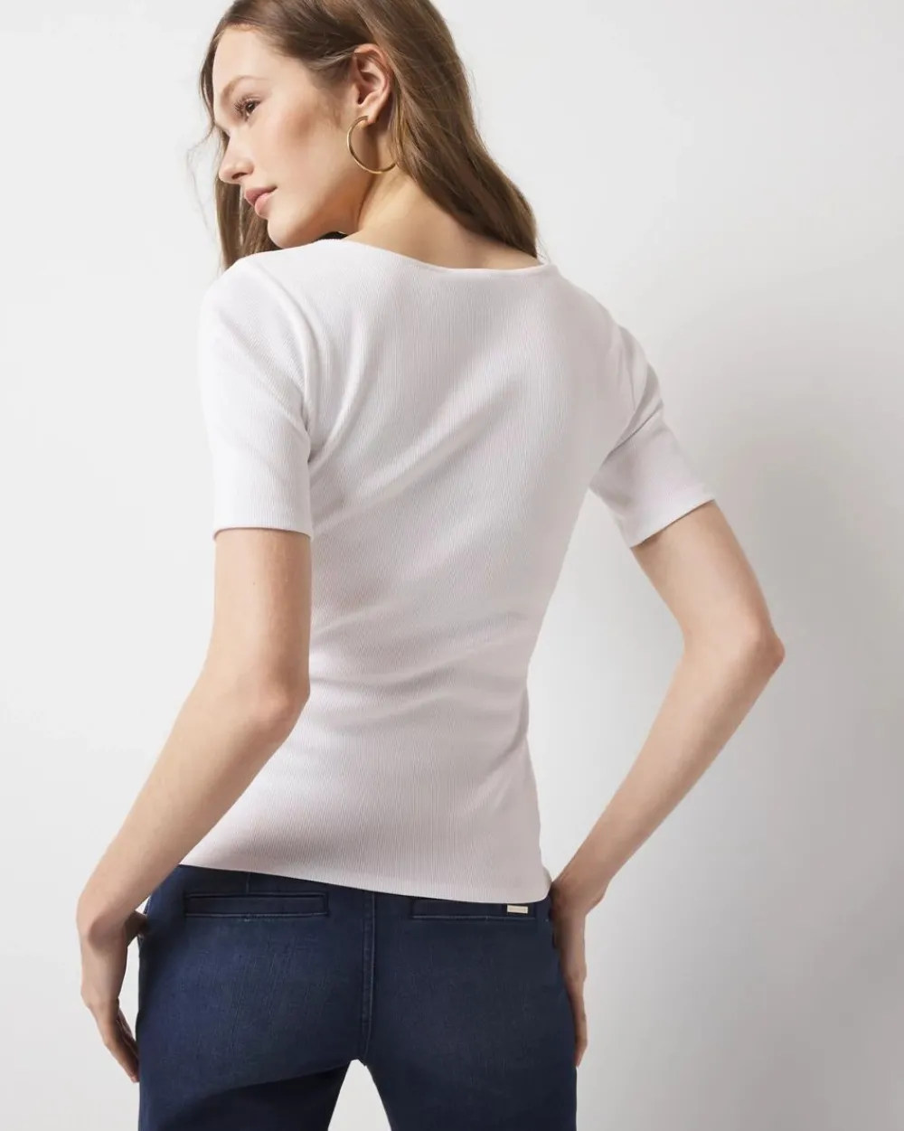 WHBM FORME™ Ribbed Stretch Button Tee*White House Black Market Online
