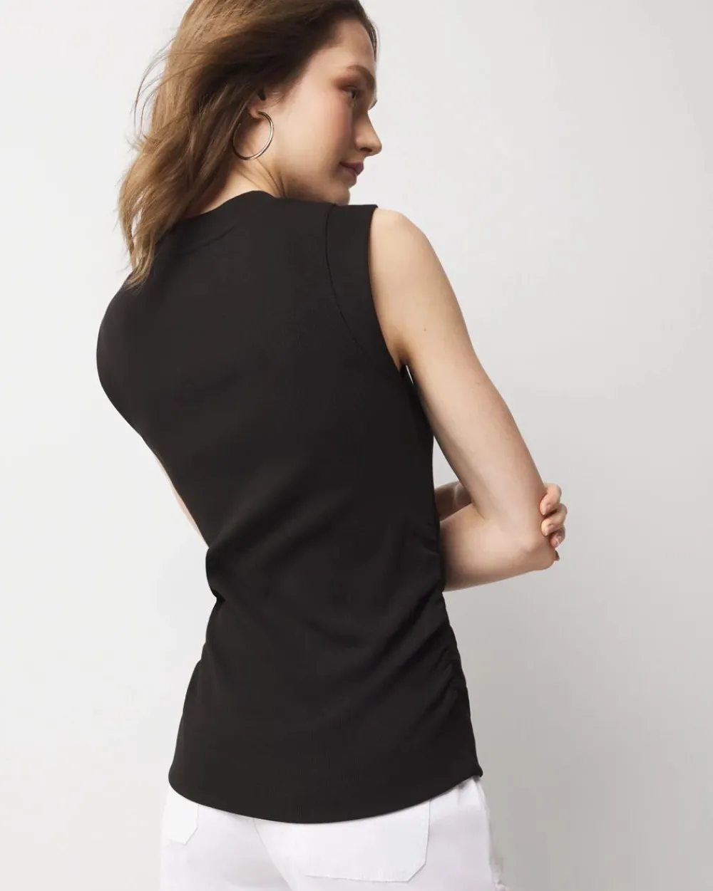 WHBM FORME™ Ribbed Stretch Ruched Side Tank*White House Black Market Outlet