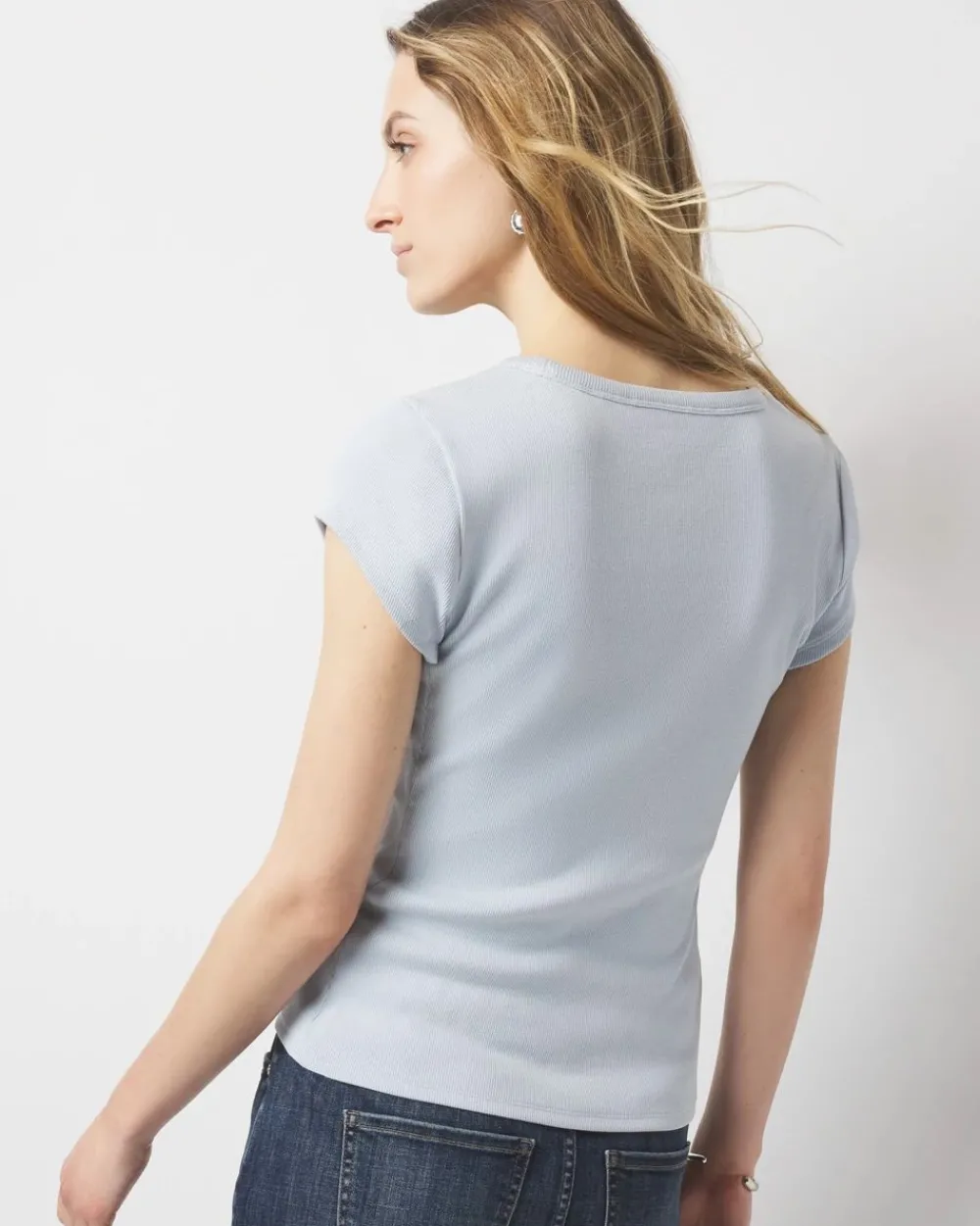 WHBMFORME™ Ribbed Stretch Scoop Neck Tee*White House Black Market New