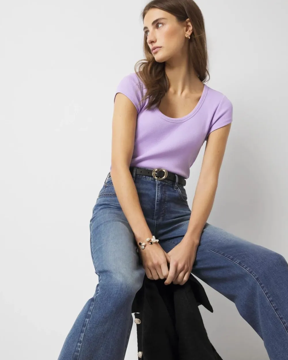 WHBMFORME™ Ribbed Stretch Scoop Neck Tee*White House Black Market Hot