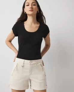 WHBMFORME™ Ribbed Stretch Scoop Neck Tee*White House Black Market Hot