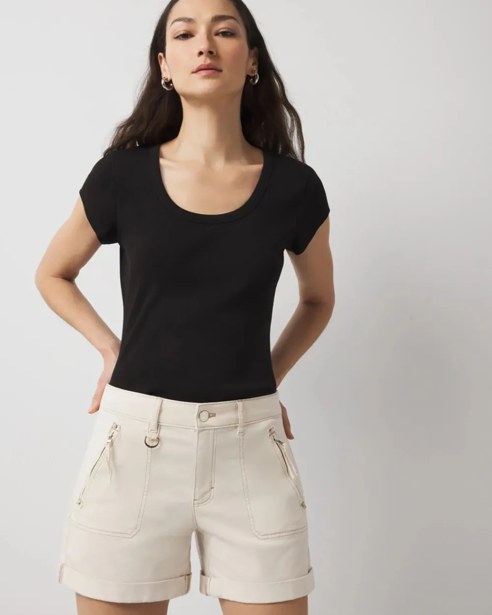 WHBMFORME™ Ribbed Stretch Scoop Neck Tee*White House Black Market Hot