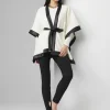 Wool Blend Ruana with Faux Leather Trim*White House Black Market Outlet