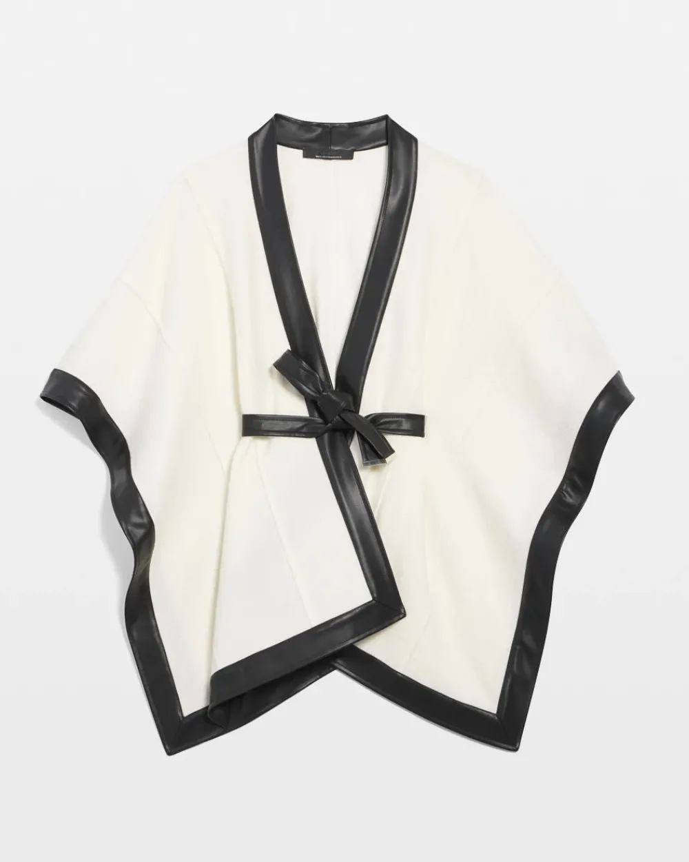 Wool Blend Ruana with Faux Leather Trim*White House Black Market Outlet