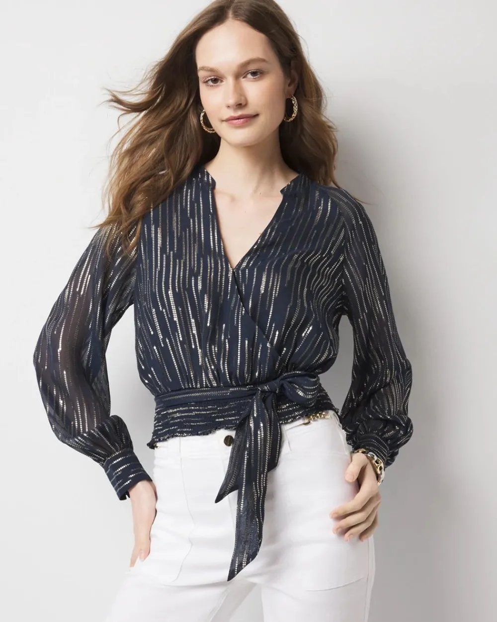 Wrap Waist Blouse*White House Black Market Hot